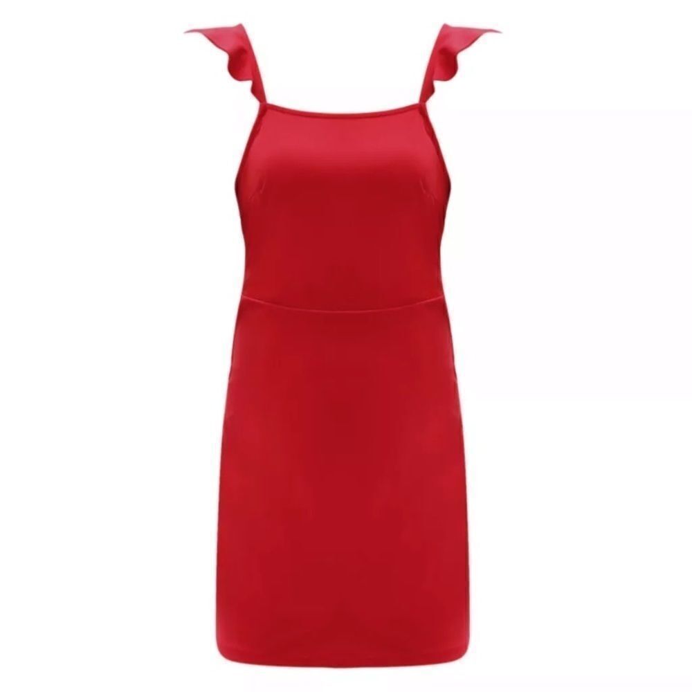 NEW! Red Flutter Sleeve Open Back Lace-Up Cocktai… - image 6